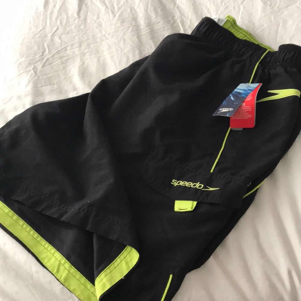 Black and neon yellow speedo bathing suit